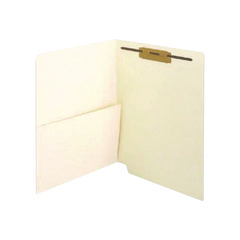 Reinforced End Tab File Folder, with Top Fastener and Pocket, Letter Size, Manila, 50/Box