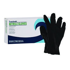 Disposable General-Purpose Powder-Free Nitrile Gloves, Small, Black, 4.4 mil, 100/Box