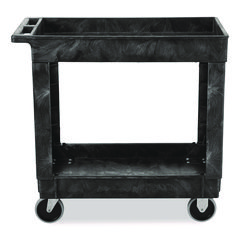 Service/Utility Carts, Plastic, 2 Shelves, 500 lb Capacity, 34.13" x 17.38" x 32.38", Black