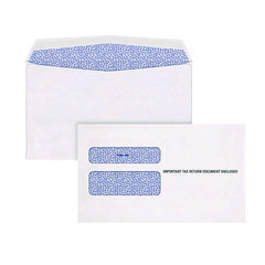 W-2 Laser Double Window Envelope, Commercial Flap, Gummed Closure, 5.63 x 9, White, 24/Pack