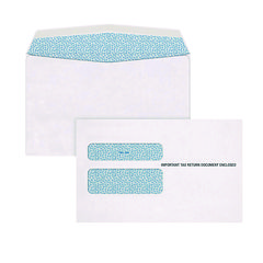 W-2 Gummed Seal Double-Window Envelopes, Commercial Flap, Gummed Closure, 5.63 x 9, White, 24/Pack