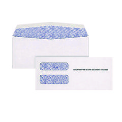 1099 Double Window Envelope, Commercial Flap, Gummed Closure, 3.75 x 8.75, White, 24/Pack