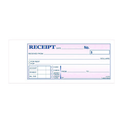 Money/Rent Receipt Book, Two-Part Carbonless, 6.69 x 2.75, 50 Receipts/Book, 5 Books/Pack