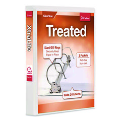 Treated ClearVue Locking Slant-D Ring Binder, 3 Rings, 1" Capacity, 11 x 8.5, White