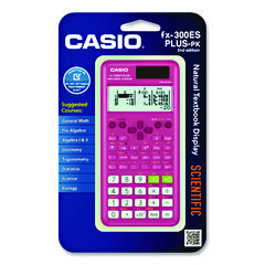 FX-300ES Plus 2nd Edition Scientific Calculator, 16-Digit LCD, Pink