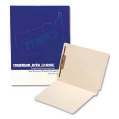 End Tab Fastener Folders with Embossed Labeling Lines, Straight Tab, Expands 0.75", 1 Fastener, Letter Size, Manila, 250/Box