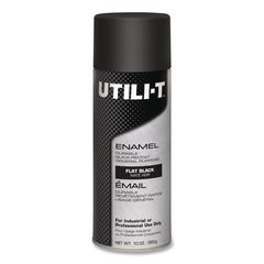 UTILI-T Spray Paint, Flat Black, 10 oz Aerosol Can, 6/Carton