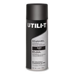 UTILI-T Spray Paint, Gloss Black, 10 oz Aerosol Can, 6/Carton