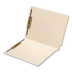 Heavy-Duty Poly-Reinforced End Tab Fastener Folders, Straight Tab, Expands 1", 2 Fasteners, Letter Size, Manila, 50/Box