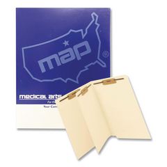 End Tab Classification Folders, Straight Tab, Expands 0.75", 1 Divider, 4 Fasteners, Letter Size, Manila, 200/Box