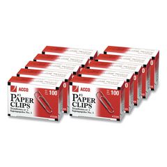 Paper Clips, #3, Smooth, Silver, 100 Clips/Box, 10 Boxes/Pack