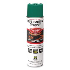 Industrial Choice M1600 System Solvent-Based Precision Line Marking Paint, Flat Green, 17 oz Aerosol Can, 12/Carton