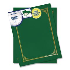 Certificate/Document Cover, 12.5 x 9.75, Green, 6/Pack