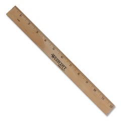 Wood Ruler, Metric and 1/16" Scale with Single Metal Edge, 12"/30 cm Long