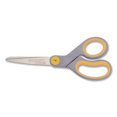 Titanium Bonded Scissors, 8" Long, 3.5" Cut Length, Straight Gray/Yellow Handle