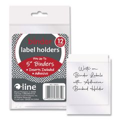 Self-Adhesive Ring Binder Label Holders, Top Load, 2.25 x 3.63, Clear, 12/Pack