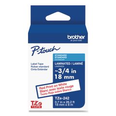 TZe Standard Adhesive Laminated Labeling Tape, 0.7" x 26.2 ft, Red on White