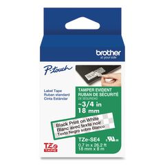 TZ Security Tape Cartridge for P-Touch Labelers, 0.7" x 26.2 ft, Black on White