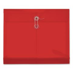 Premium Plastic Document File, 1.25" Expansion, 1 Section, String and Button Closure, Letter Size, Red, 5/Pack