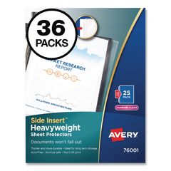 Side-Insert Heavyweight Sheet Protectors, 3-Hole Punched, Side Load, 8.5 x 11, Diamond Clear, 25/Pack, 36 Packs/Carton