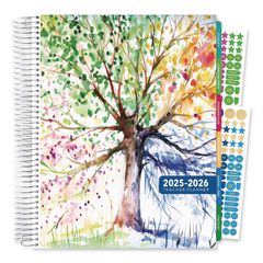Deluxe Seasons Tree Weekly/Monthly Lesson Planner, 7 Classes, Multicolor Cover, 11 x 8.5, 13-Month: Aug 2025 to Aug 2026