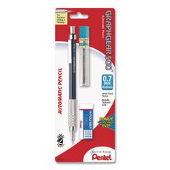 GraphGear 500 Mechanical Drafting Pencil, 0.7 mm, HB (#2), Black Lead, Black/Silver Barrel