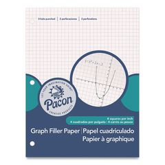 Composition Paper, 3-Hole, 8.5 x 11, 1/4", Quadrille: 4 sq/in, 500 Sheets/Ream