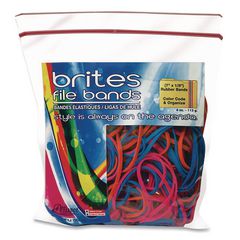 Brites File Bands, Blue/Orange/Pink, 50/Pack
