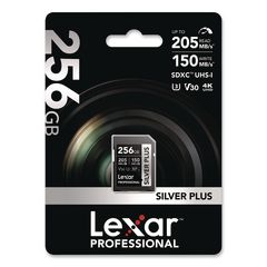 Professional SILVER Series SDXC Memory Card, 205MB/s Read Speeds and 150MB/s Write Speeds, UHS-I V30 U1 Class 10, 256 GB