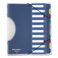 PileSmart Project Sorters, 0.75" Expansion, 10 Sections, Elastic Cord Closure, 1/10-Cut Tabs, Letter Size, Blue