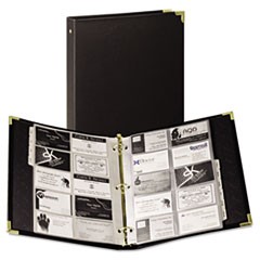 Classic Vinyl Business Card Binder, 200 Card Cap, 2 x 3 1/2 Cards, Ebony