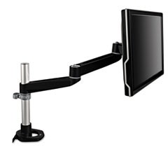 Dual-Swivel Monitor Arm, 360 Degree Rotation, +15 Degree/-90 Degree Tilt, 180 Degree Pan, Black/Gray, Supports 30 lbs