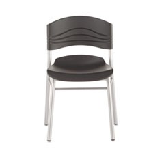 CafeWorks Chair, Supports Up to 225 lb, 18" Seat Height, Graphite Seat/Back, Silver Base, 2/Carton
