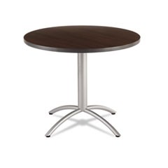 CafeWorks Table, Cafe-Height, Round, 36" x 30", Walnut/Silver