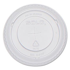 PETE Flat Straw-Slot Cold Cup Lids, 12oz Cups, Clear, 100/Pack, 25 Packs/Carton