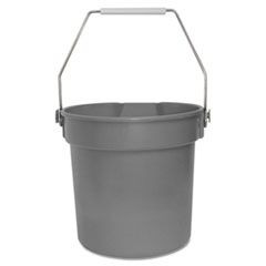 Deluxe Heavy-Duty Bucket, 10 qt, Polypropylene, Gray, 10.63" dia