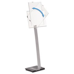 Info Sign Duo Floor Stand, Tabloid-Size Inserts, 15 x 44 1/2, Clear