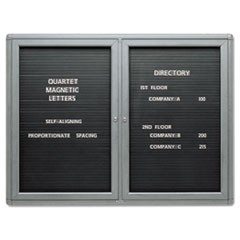 Enclosed Magnetic Directory with One Door, 48" x 36", Black Surface, Graphite Gray Aluminum Frame