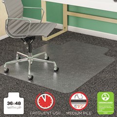 SuperMat Frequent Use Chair Mat, Med Pile Carpet, Flat, 36 x 48, Lipped, Clear