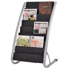 Literature Floor Rack, 16 Pocket, 23w x 19.67d x 36.67h, Silver Gray/Black