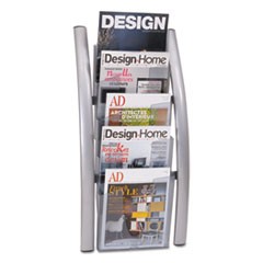 Wall Literature Display, 13w x 3.5d x 28.5h, Silver Gray/Translucent