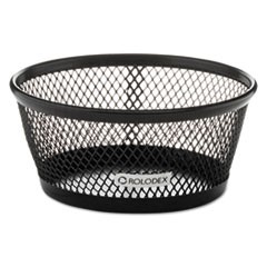 Jumbo Nestable Paper Clip Dish, Wire Mesh, 4 3/8" Diameter x 2" , Black