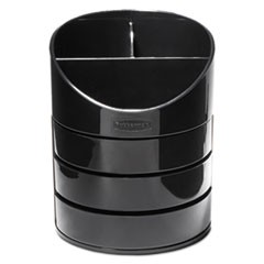 Small Storage Divided Pencil Cup, Plastic, 4.5" Diameter x 5.69"h, Black