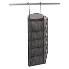 Onyx Mesh Literature Rack, Five Compartments, 10.25w x 3.5d x 28.33h, Black