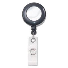 Deluxe Retractable ID Reel with Badge Holder, 24" Extension, Black, 12/Box