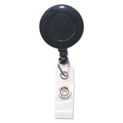 Swivel-Back Retractable ID Card Reel, 30" Extension, Black, 12/Pack