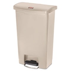 Slim Jim Resin Step-On Container, Front Step Style, 13 gal, Polyethylene, Beige