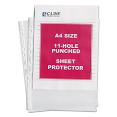 A4 Standard Weight Sheet Protectors, Medium-Duty, Side: 11-Hole Punched, Top Load 8.25 x 11.75 Insert, Clear Front, 50/Box
