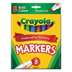 Non-Washable Markers, Broad Point, Bold Colors, 8/Set