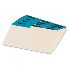 Laminated Tab Index Card Guides, Monthly, 1/3 Tab, Manila, 5 x 8, 12/Box